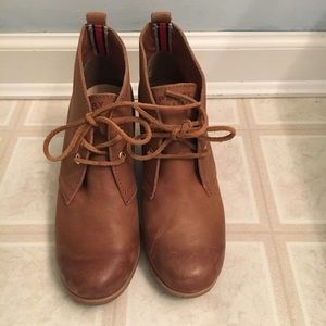 Sperry leather wedge booties